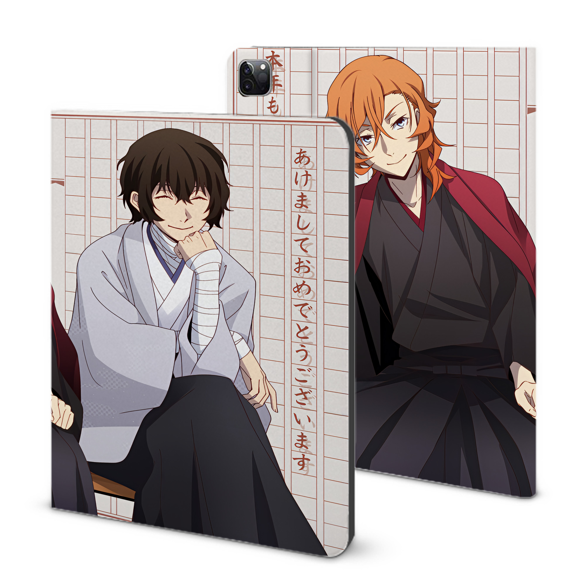 （画像用） 文豪ストレイドッグス Bungo Stray Dogs IPad ケース ブック型 PUレザー TPU 耐衝撃 軽量 薄型 ペン収納なし 全面保護 IPad 各モデル対応
